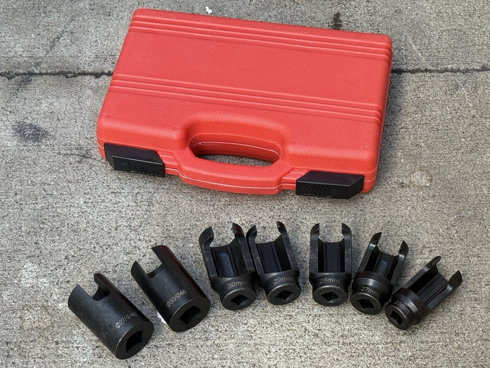 7Pcs 1/2" Dr. Injector Socket Set 25,27, 28, 29, 30mm 4 Siemens & Bosch Nozzles
