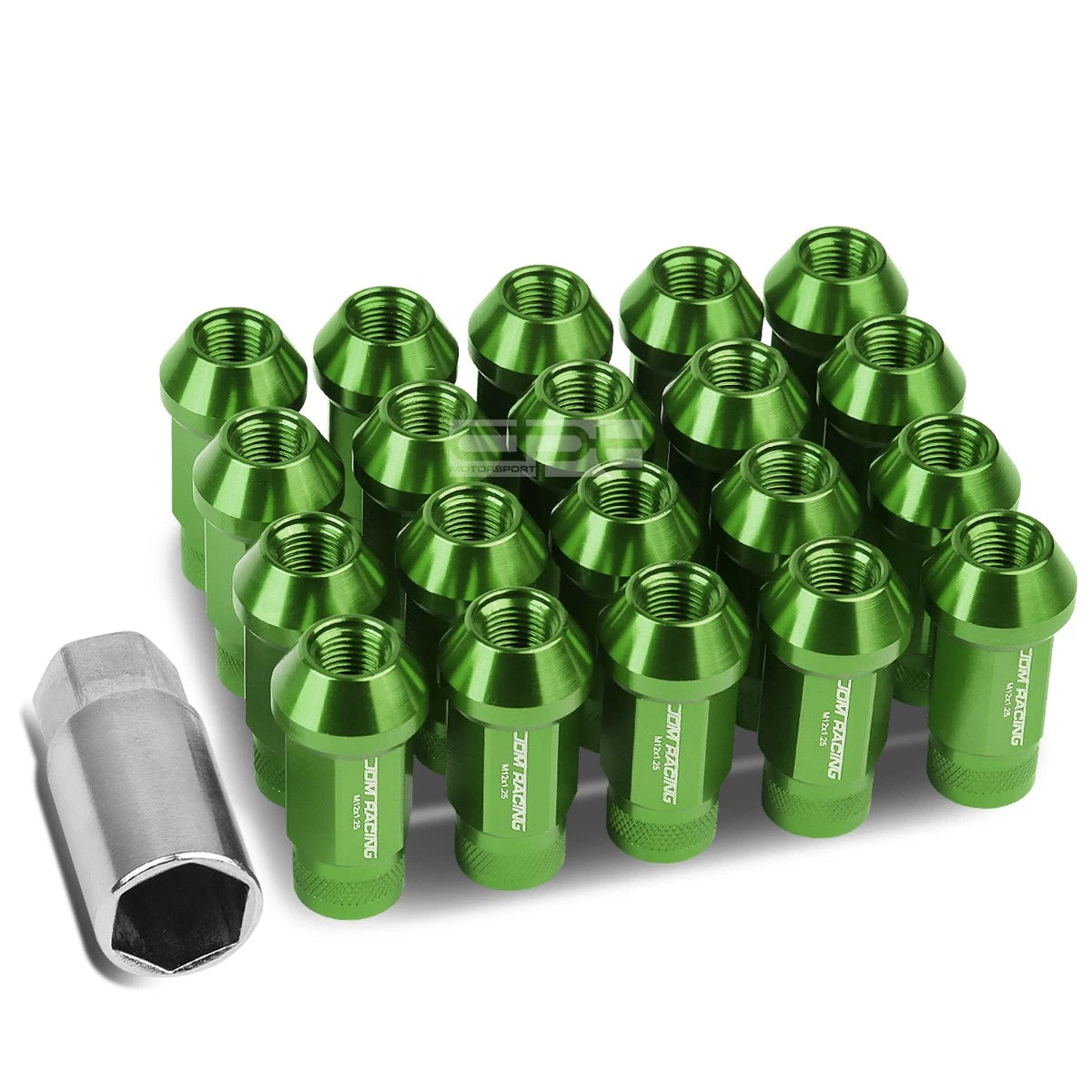 Open End M12x1.25 50mm Tall 25mm Od Green Aluminum Jdm Lug