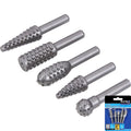 BlueSpot 5pc Rotary Burr Set Rasp Drill Bits Wooden Carving Grinding PolishingOp