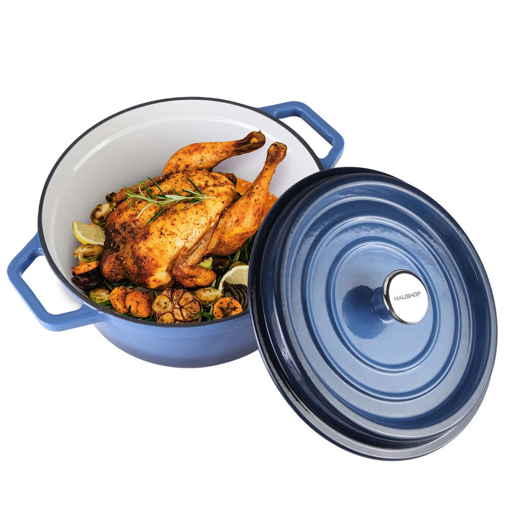 Haushof 5.3qt Enameled Cast Iron Dutch Oven Non-stick Pot With