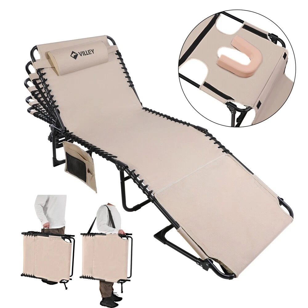 Villey Reclining Chaise Lounge Heavy-duty Folding Lounge Chair
