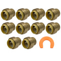 10 Pack 3/4" Push Fit Brass End Cap Plugs