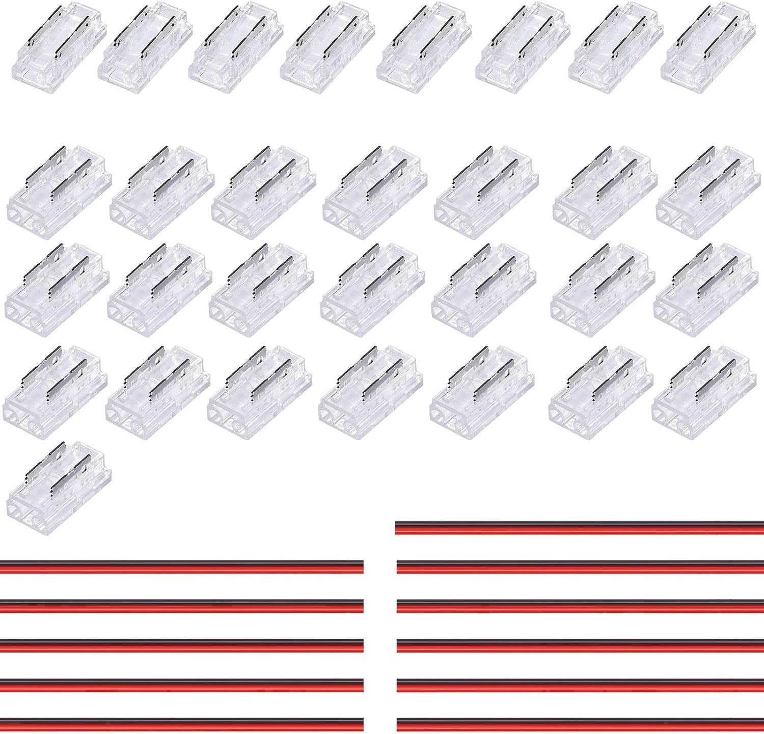 2 Pin 5Mm COB LED Strip Connectors Transparent Solderless, 8 Pcs Strip