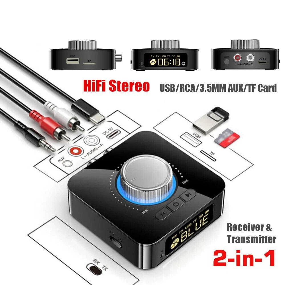 Rechargeable Bluetooth 5.0 Receiver Transmitter 3.5mm Aux To Rca