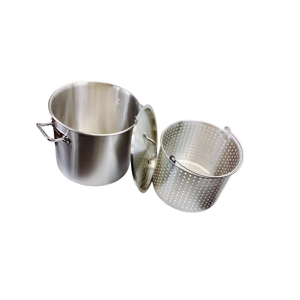 32qt Stainless Steel Stock Pot With Steamer Basket For Seafood,