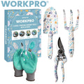 WORKPRO Aluminum Hand Garden Tool Set 4PC Trowel Rake Pruner Garden Gloves w/Box