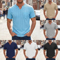 Plaid Texture Men's T Shirt With Loose Fit And V Neck For Warm