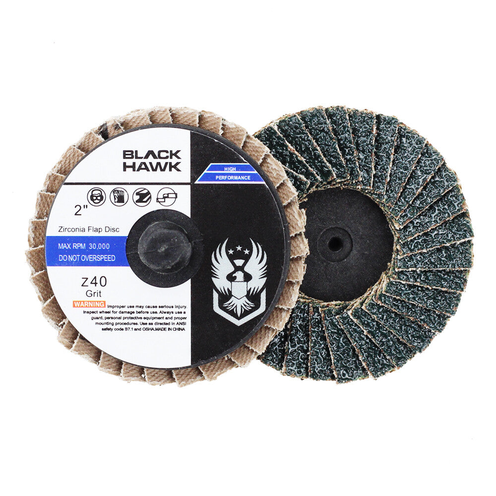 50 Pack - 2" Mini Flap Discs 40 Grit Quick Change Sanding Roloc Style