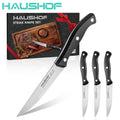 Haushof Steak Knives Set Stainless Steel Knives Serrated 9" Full Tang