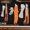 33PC Retractable Utility Knife Set Cutter For Boxes Cartons Cardboard
