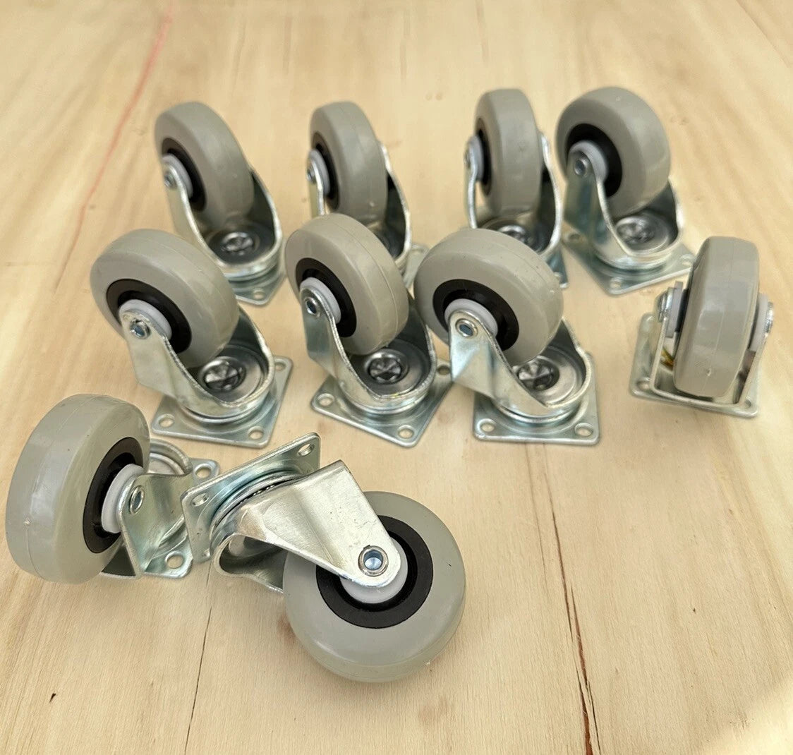 12 Pack 2” Caster Wheels Swivel Top Plate On Polyurethane Wheels Pu