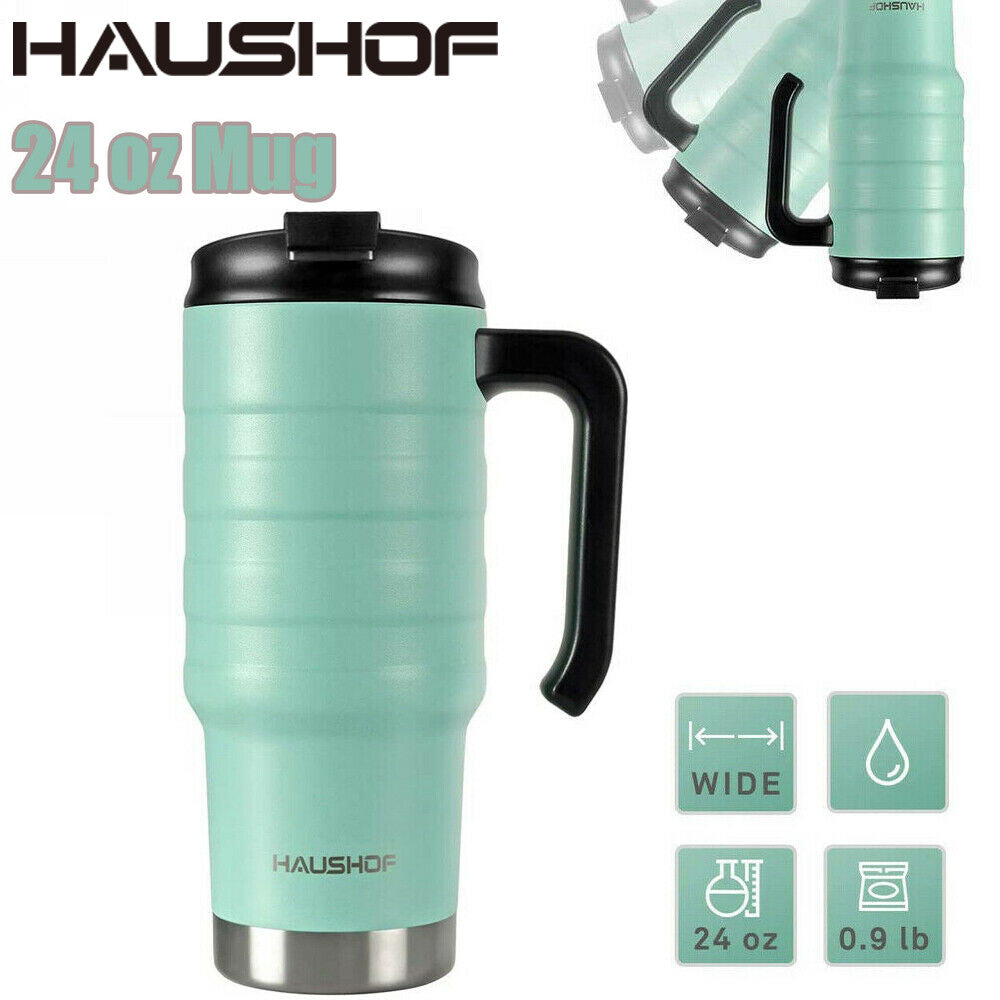 HAUSHOF 24oz Stainless Steel Travel Mug Double Wall Vacuum Insulated
