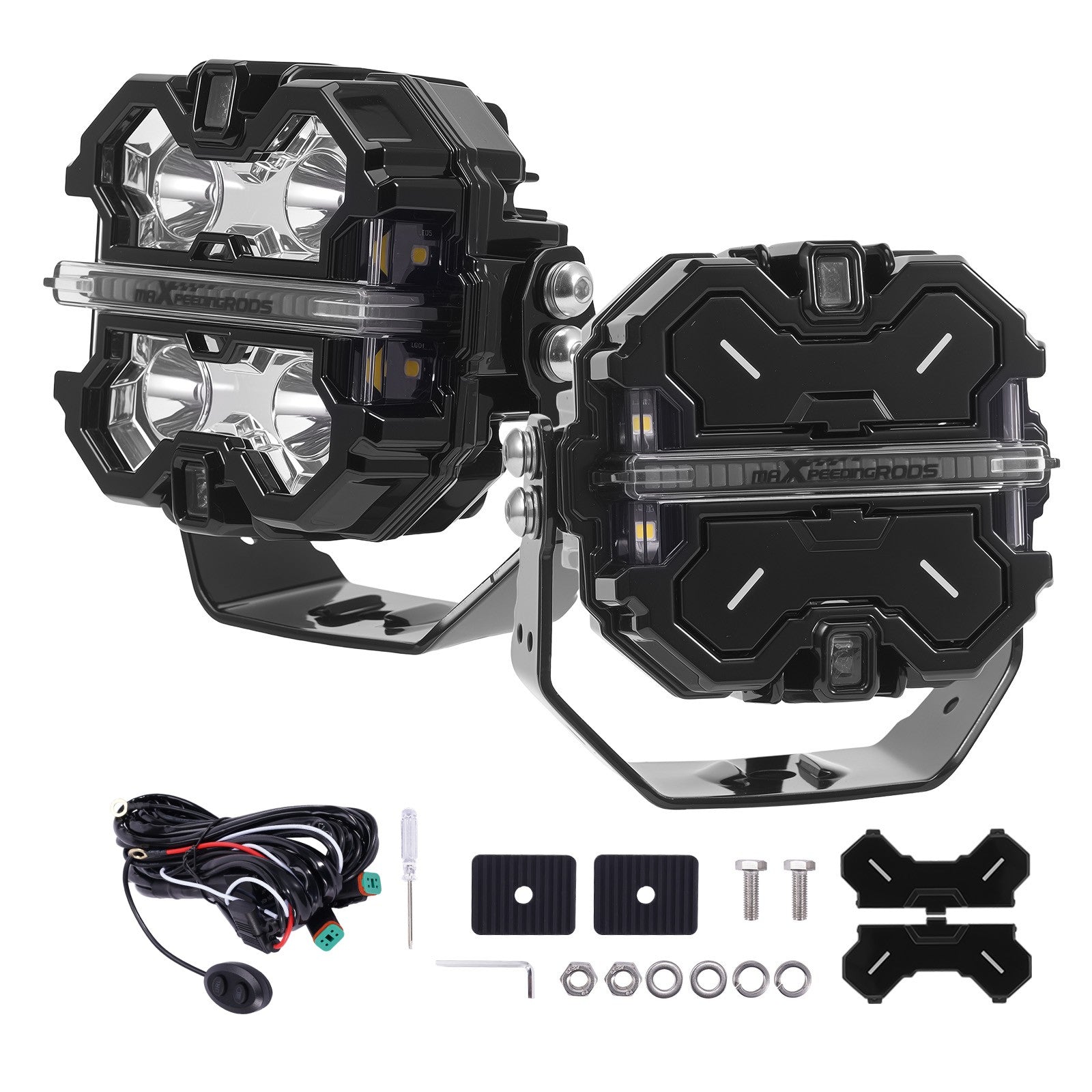 3.5" LED Work Light Bar Pods 270° Spot Beam DRL White Amber For Off