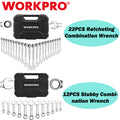 WORKPRO 22PIECE Ratcheting/12PIECE Stubby Combination Wrench Set