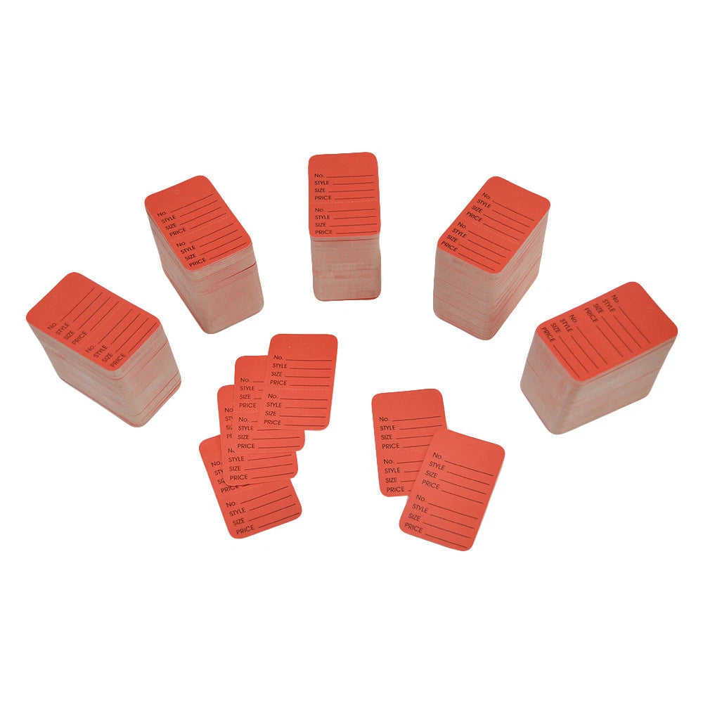 Set Of Red Large Perforated Label Card Coupon Price Tag