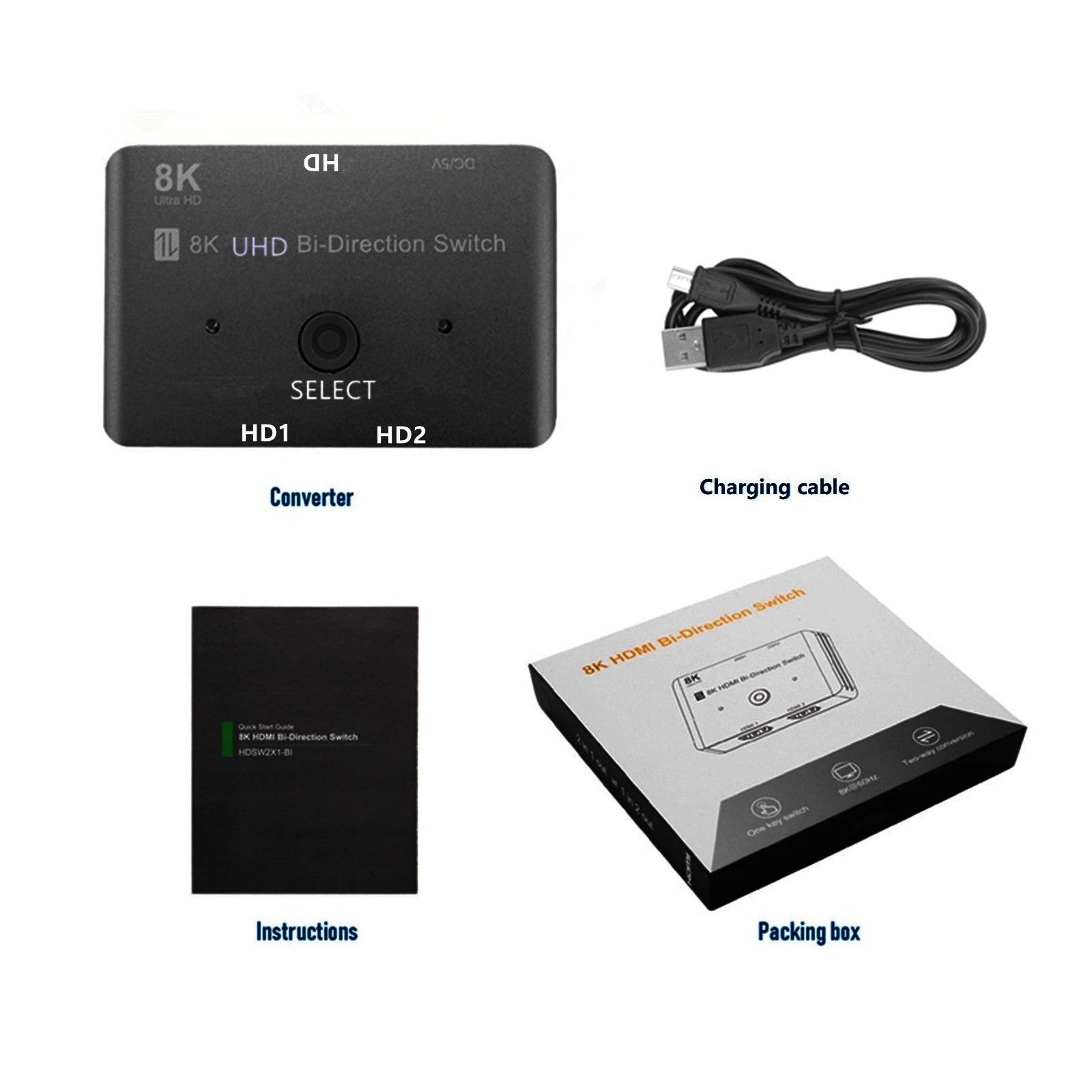 8k Hdmi 2.1 Switcher Splitter 2in1 Out 48gbps High Speed Selector