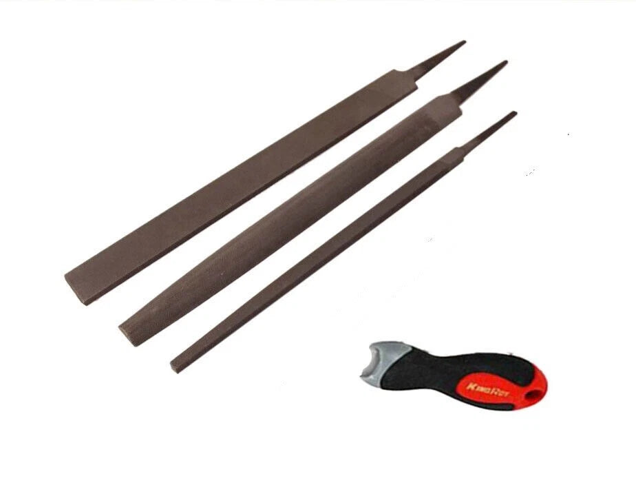 3pc Professional 8" 2nd Cut Steel File:Flat Half Round Square w PVC Handle