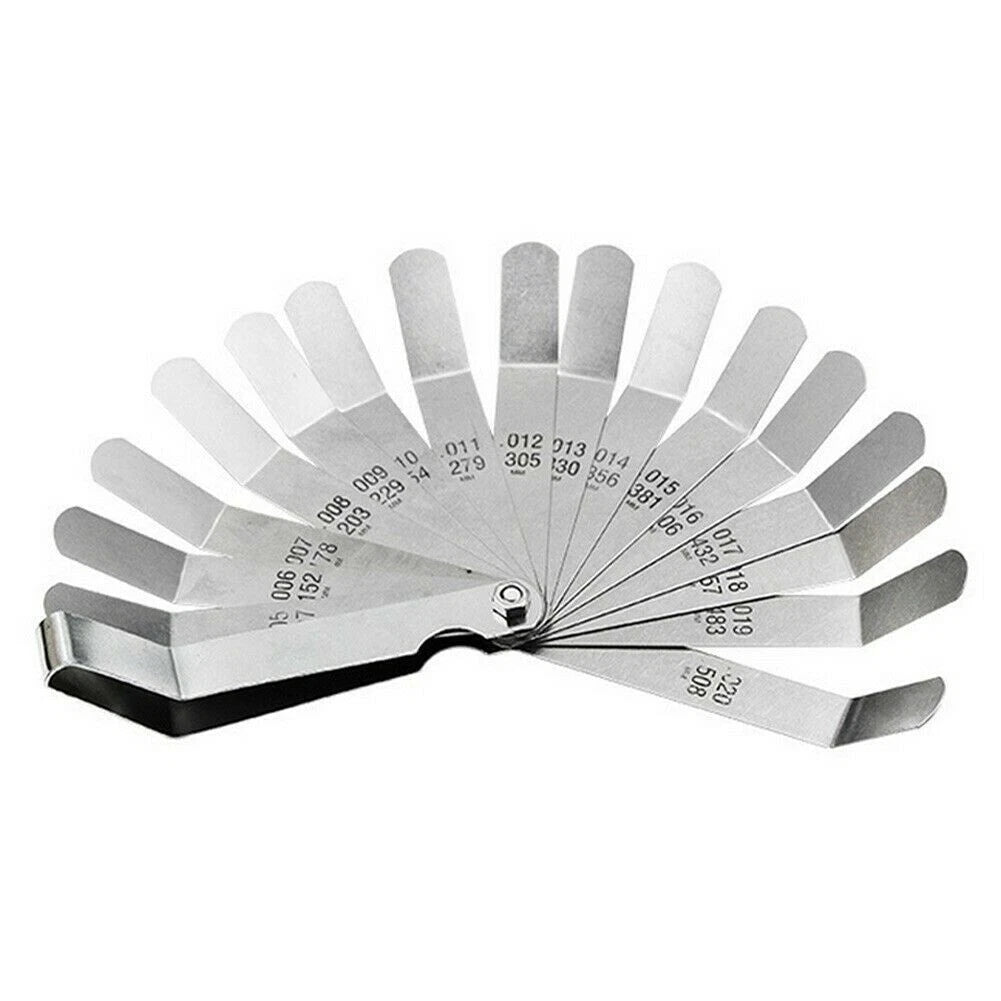 16pc 100mmL Offset Feeler Gauge Metric &amp; SAE Mark:0.127-0.5<wbr/>08mm