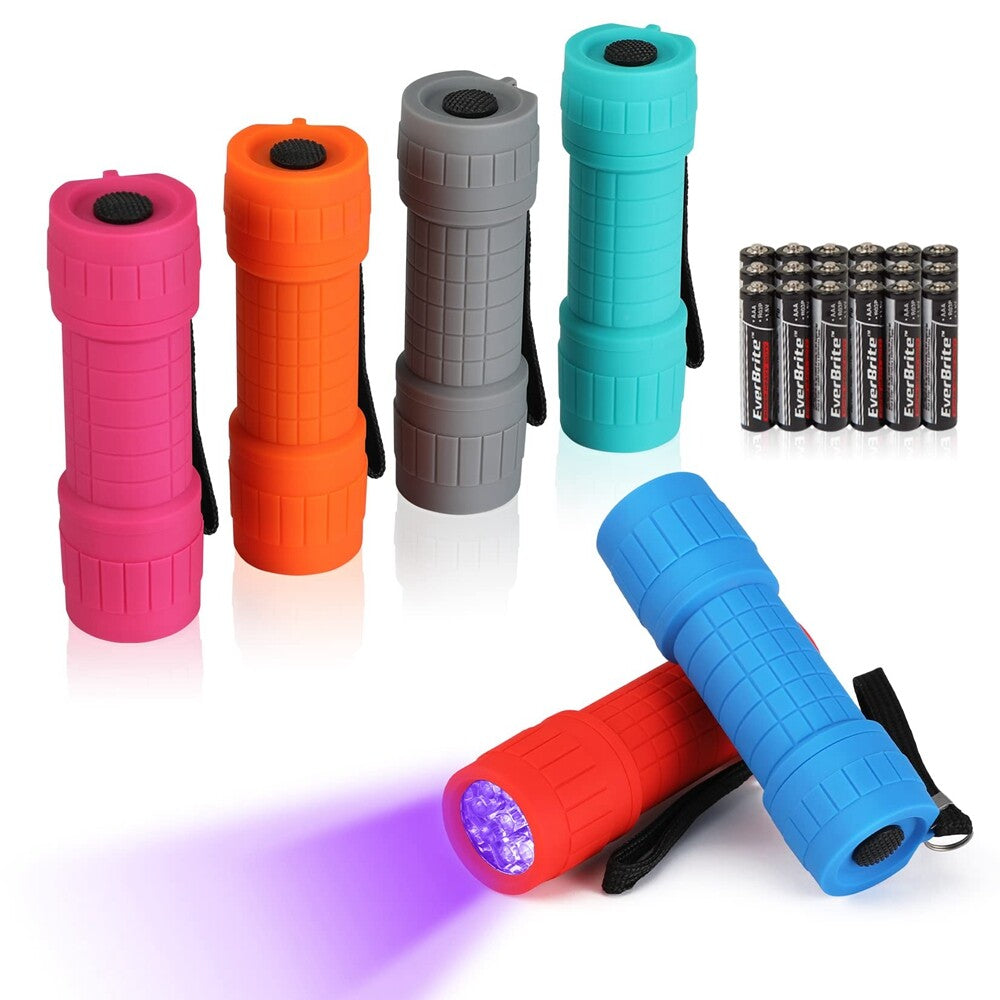 EverBrite 6-Pack Black Light LED Flashlight UV Mini Flashlight 9 LED