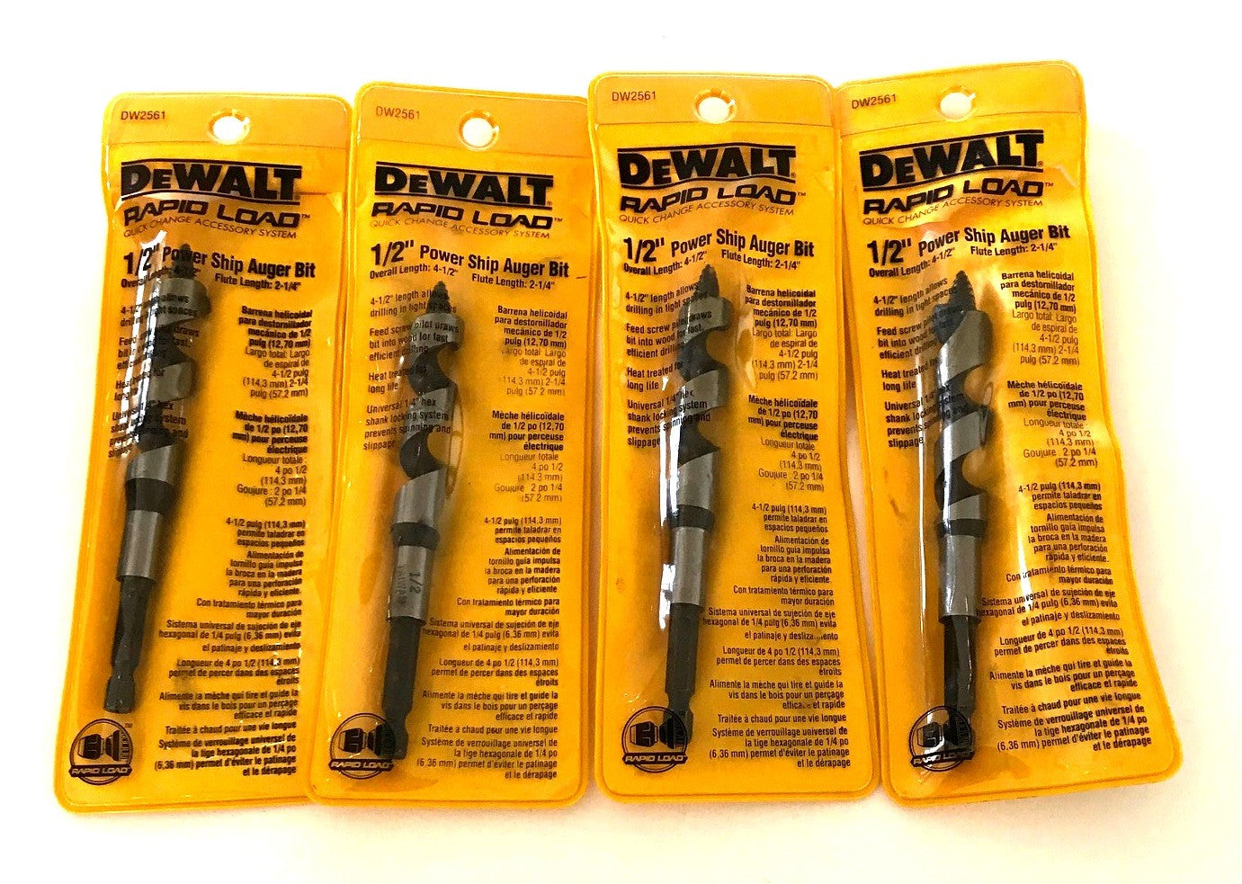 DeWalt 1/2" Rapid Load Hex Shank Auger Bits