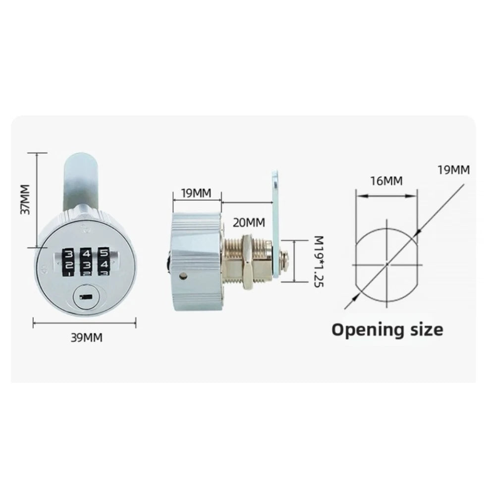 Zinc Alloy 3-wheel Drawer Lock For Cabinet Locker File Box Storage Use