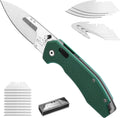 FLISSA 3-IN-1 Folding Utility Knife Drop Point Gut Hook Quick Change 16PC Blades