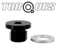 M12x1.5 Round Head Port Plug with Washer In Black