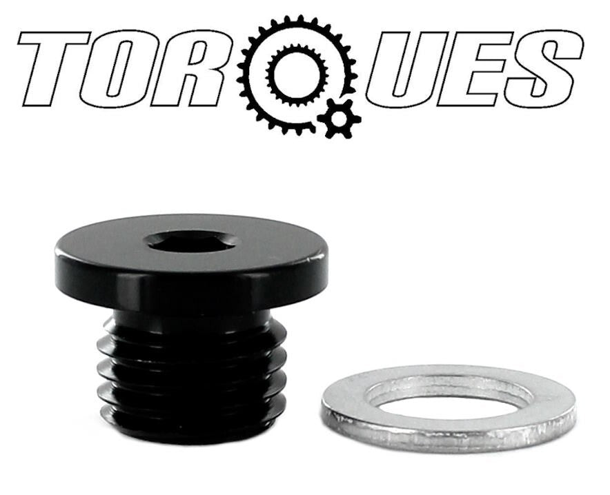 M12x1.5 Round Head Port Plug with Washer In Black