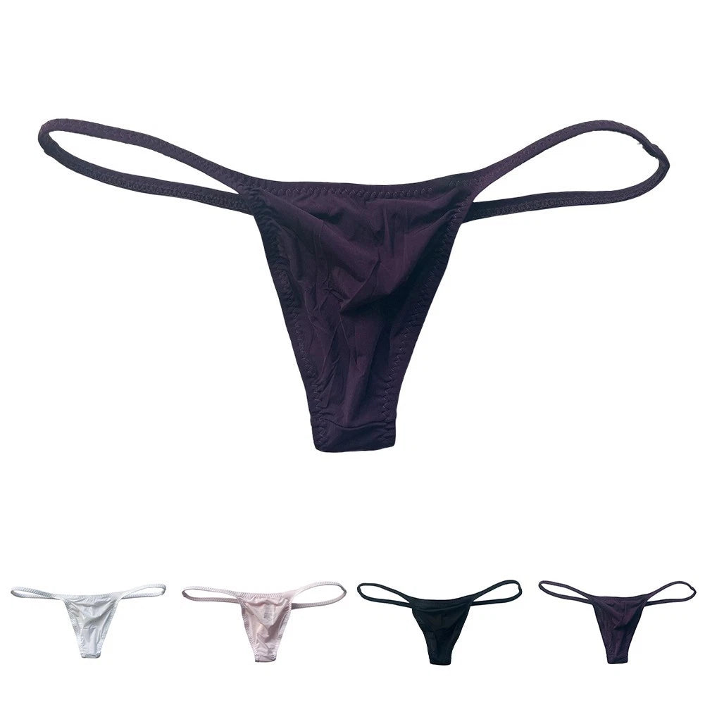 Men's Thin Ice Silk G-string Underwear Bulge Pouch Solid High Elastic