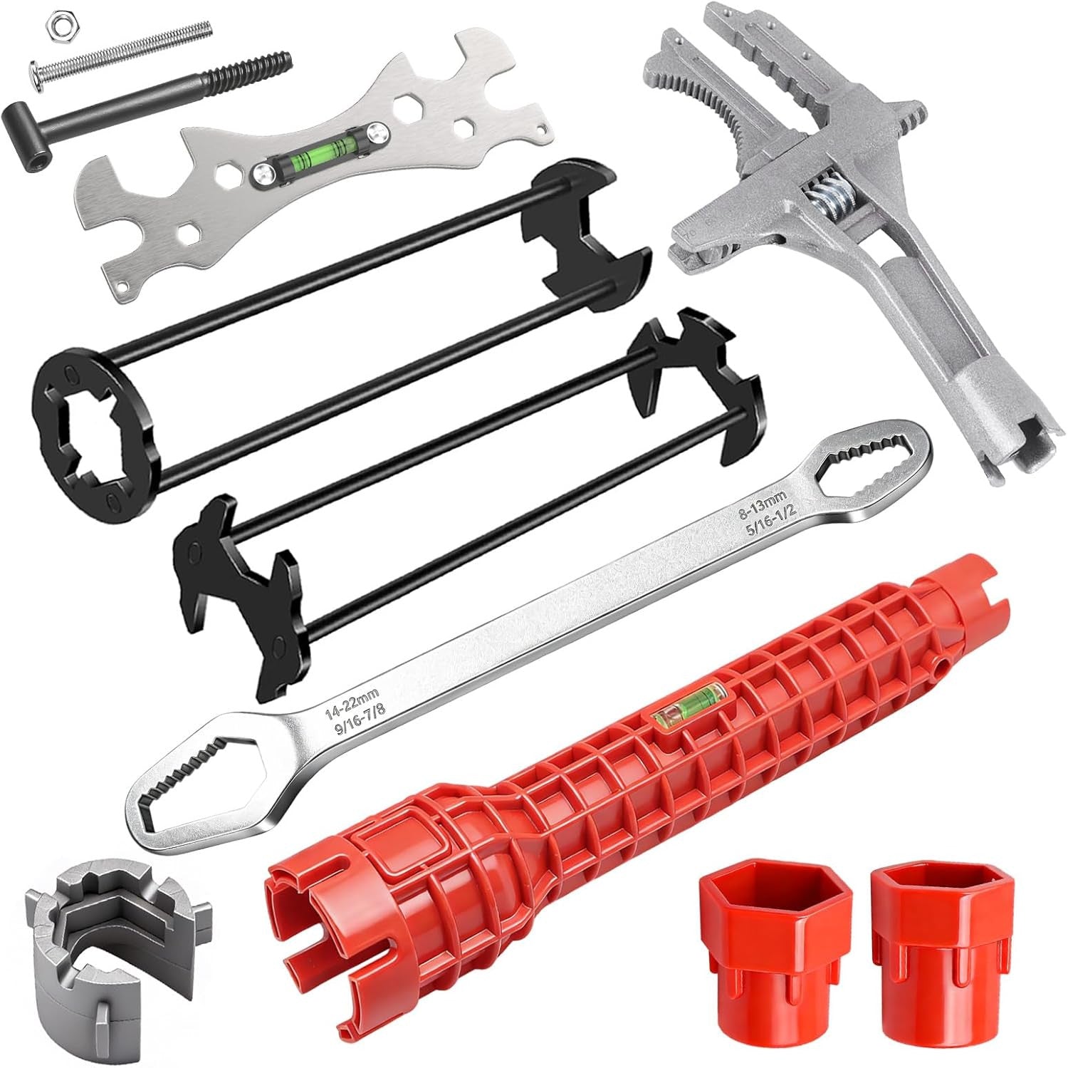 6pc Basin Wrench Set 8 In-1 Adjustable Wrench by Unbranded