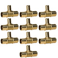 10 Pack XFITTING 3/4" x 3/4" x 1/2" Pex-B Tee Crimp Fit