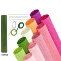 10 Rolls Crepe Paper Crafting Kit Pink Green Orange White 250x25cm