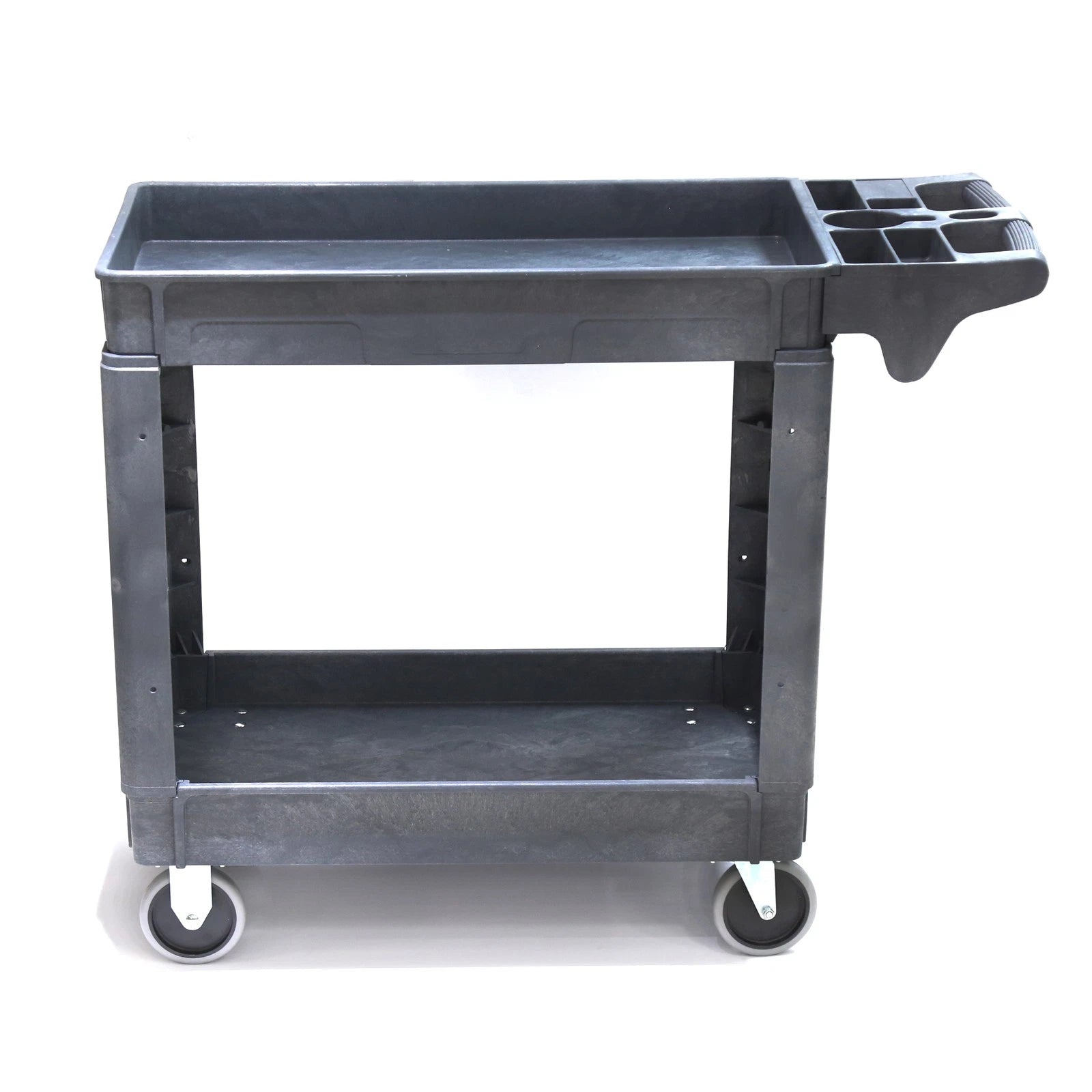 Gray Plastic Utility Cart 2 Shelves, 500lBS 30"Width 40"Height 17"Depth Antiskid