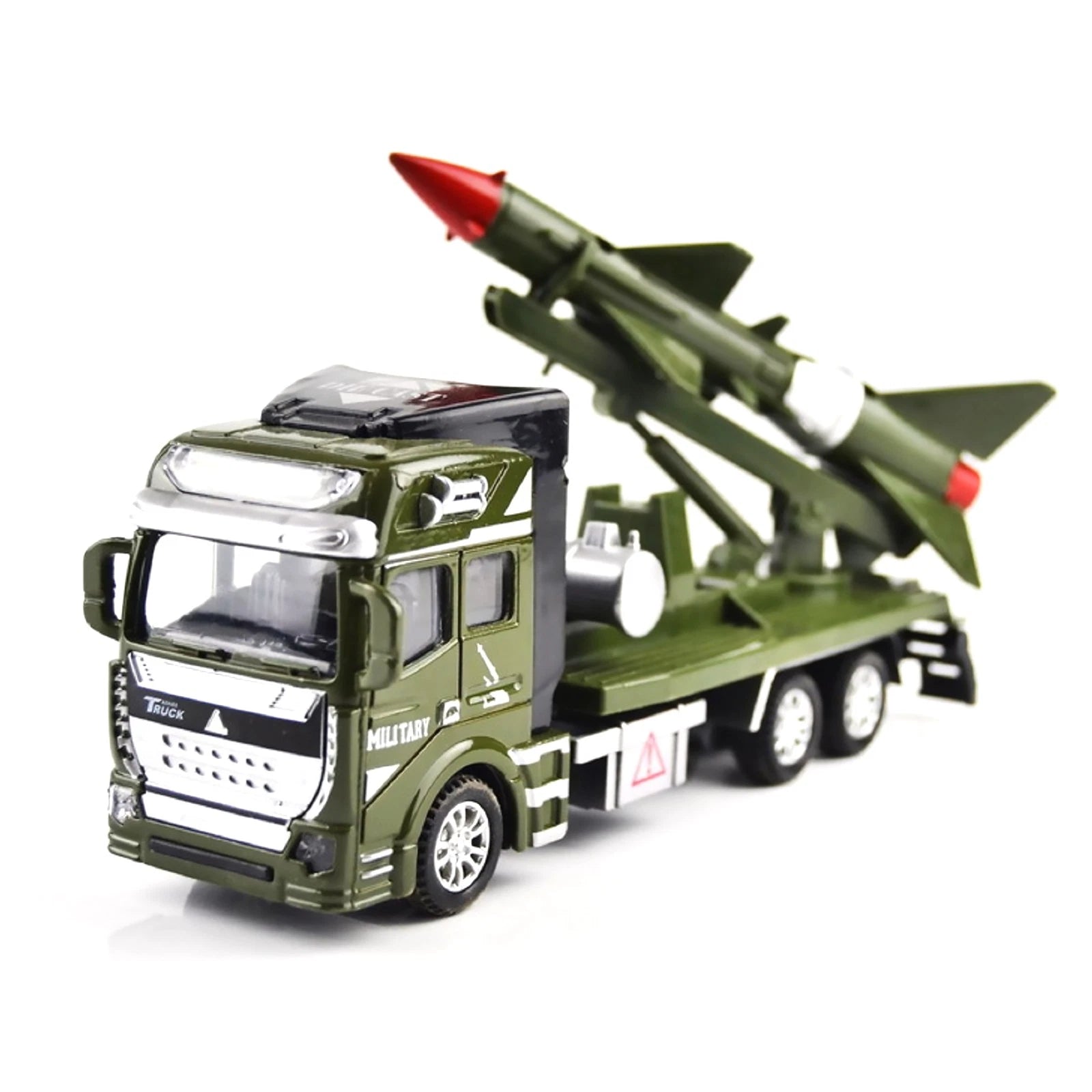1:64 Military Truck Alloy Model With Rocket Missile Souvenir Static