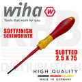 Wiha 00820 Destornillador Plano 2.5mm VDE Electricista 1000v Cabeza SoftfinishOp