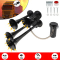 4 Trumpet Metal Air Horns 185db Ultra Loud With Compressor For Pickup