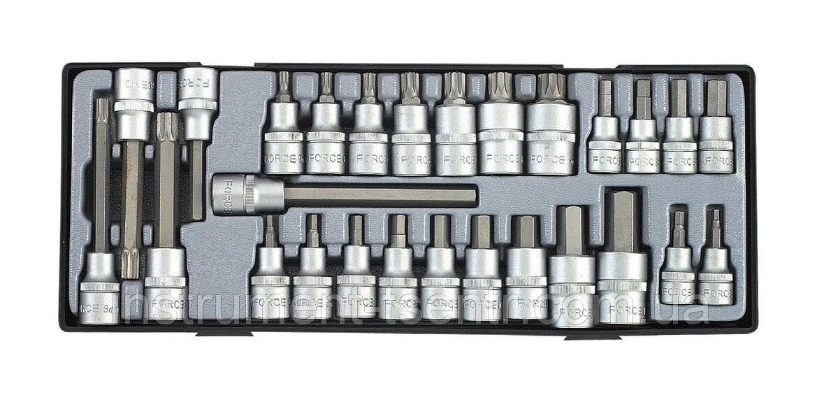 Force T4281 Hex Allen & Spline Socket Bits Set: M5-m16 Spline, 4-12mm