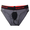 Faux Latex Men's Briefs Low Rise With Breathable Mesh Bulge Pouch For