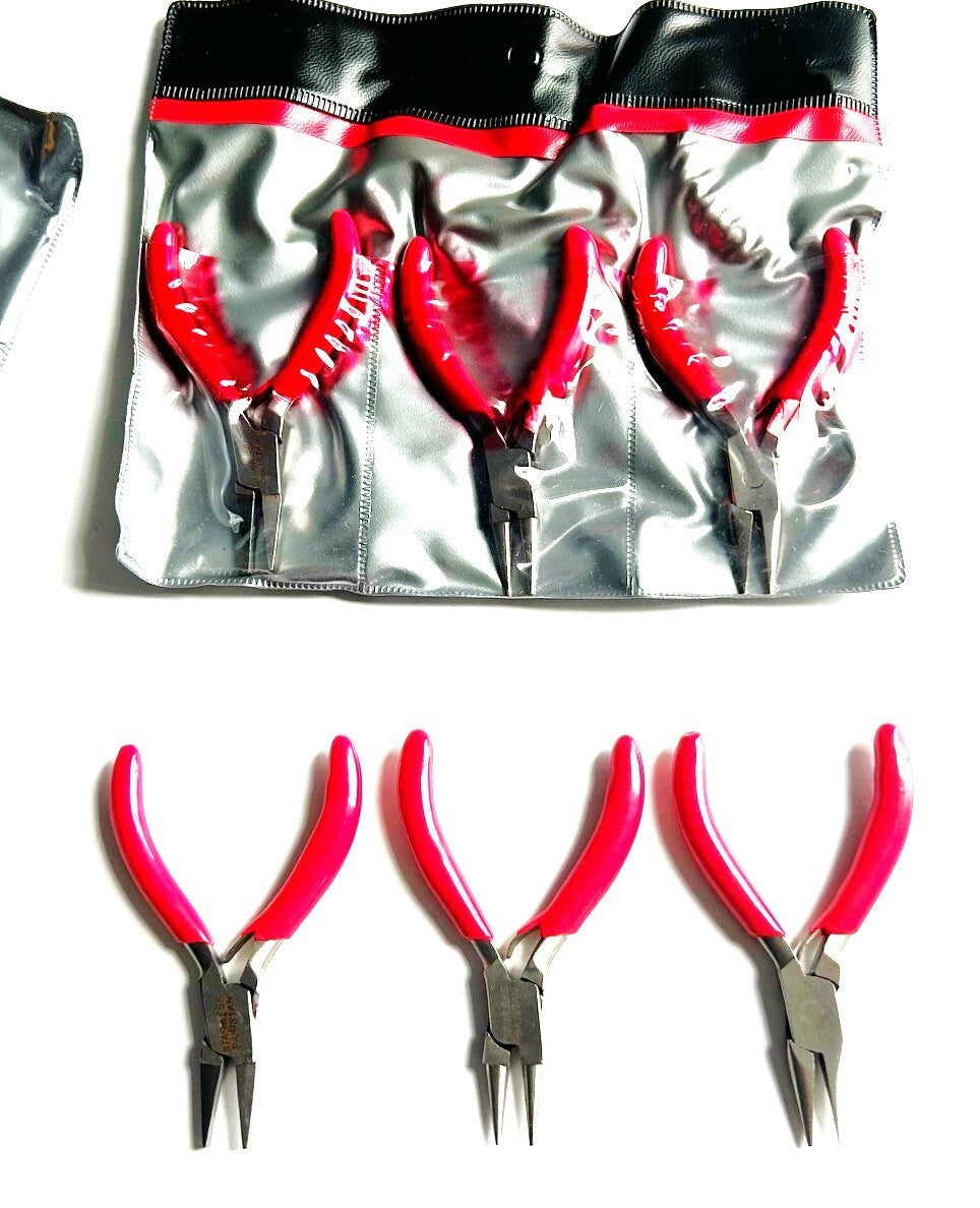 2 SETS 3pc MICRO MINI PRECISION JEWELERS 3" PLIERS NEEDLE NOSE FLAT NOSE ROUNDOp