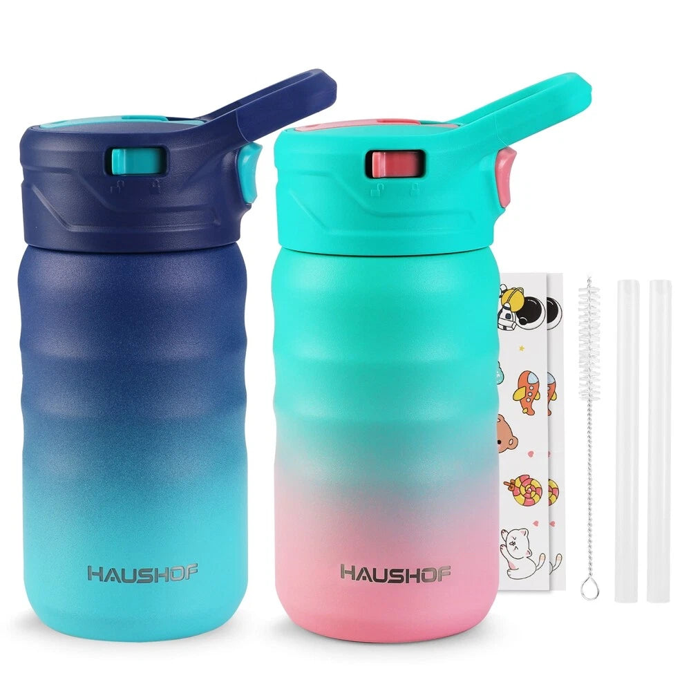 HAUSHOF 12oz Water Bottles BPA-free Stainless Steel Vacuum Double Wall Insulated