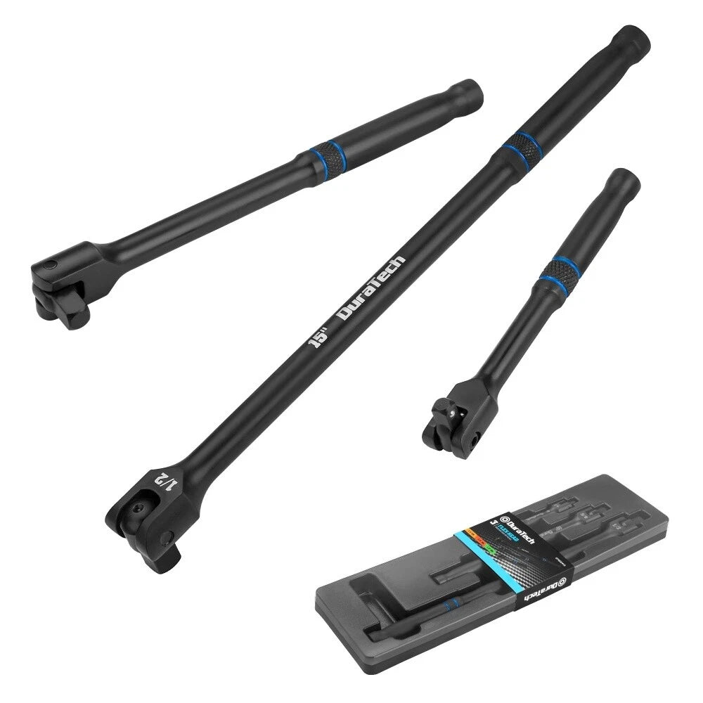 Duratech Breaker Bar Set 1/4" 3/8" 1/2" Drive 180°rotatable Head 6"