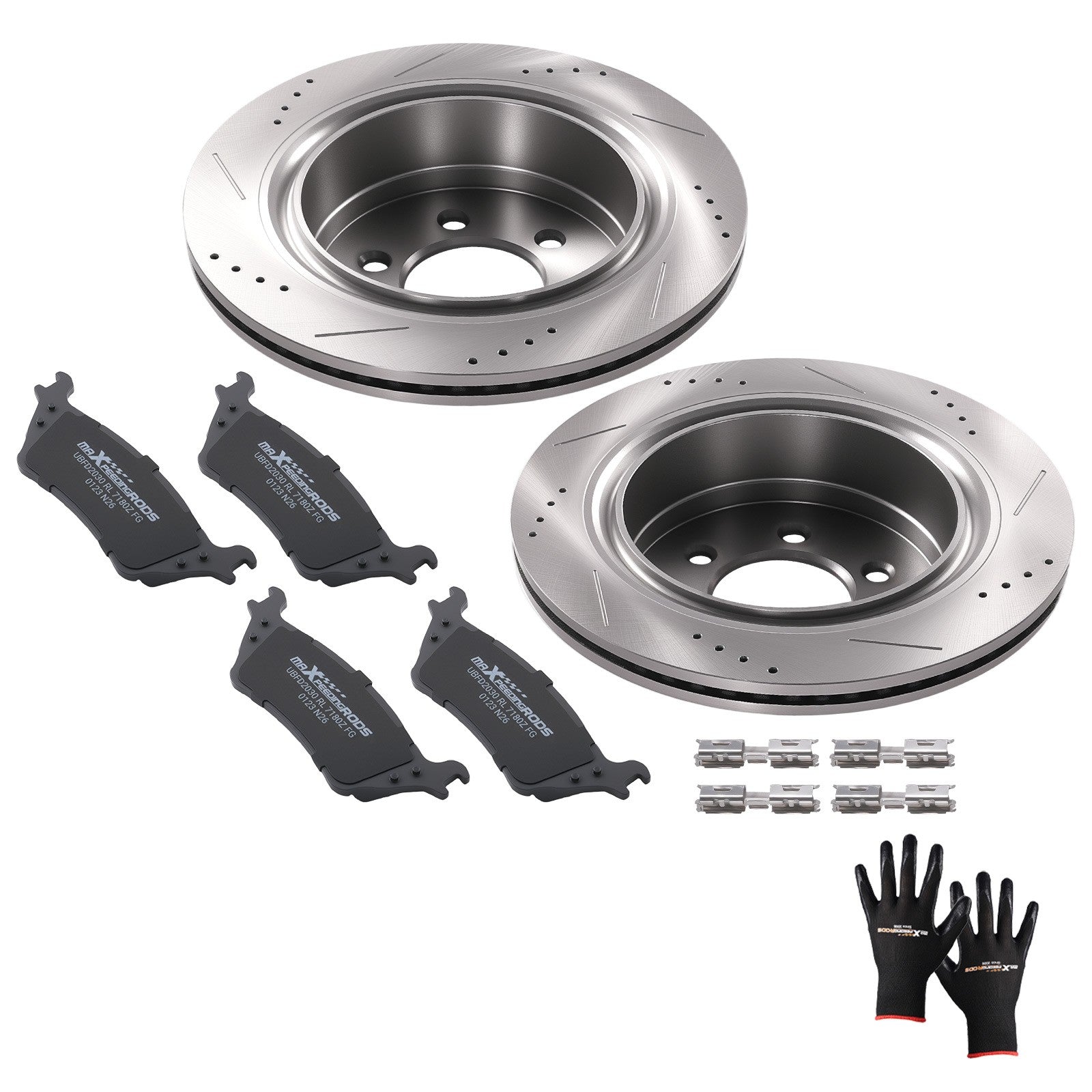 Rear Left&Right Brake Rotors Ceramic Pads for Ford F-150