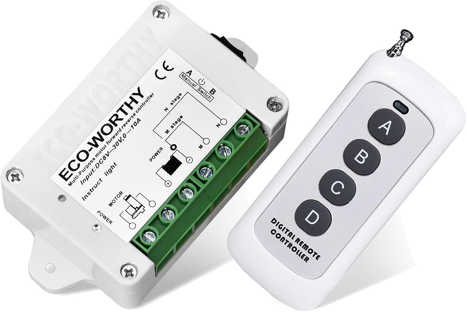Forward Reverse DC Motor Controller Kit (8V-35V) - 12V/24V Wireless