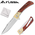 Flissa D2 Steel Pocket Folding Knife Ball Bearing Elegant Copper Wood