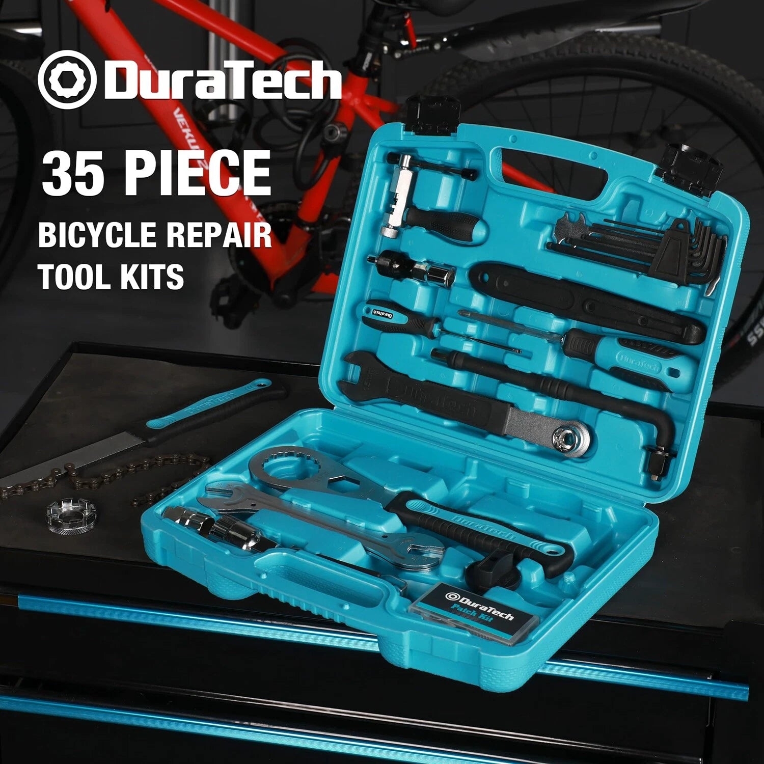 Duratech Bike Repair Kit Bicycle Tool Kit With Carry Case Bike