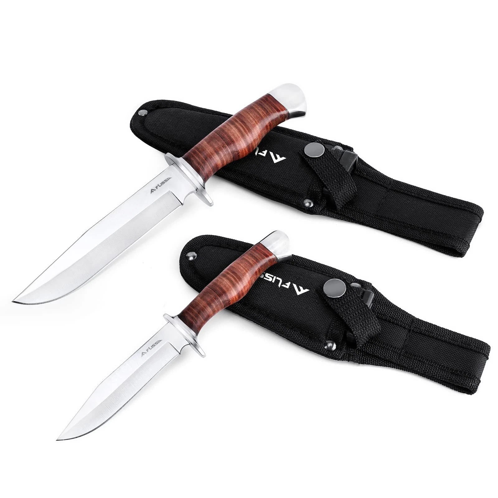 Flissa 2-pieces Fixed Blade Bowie Knife Hunting Knife With Sheath