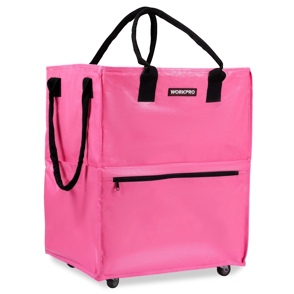 WORKPRO 36-Gallon Rolling Grocery Bag Tote 5 Wheels Dual Carry Large