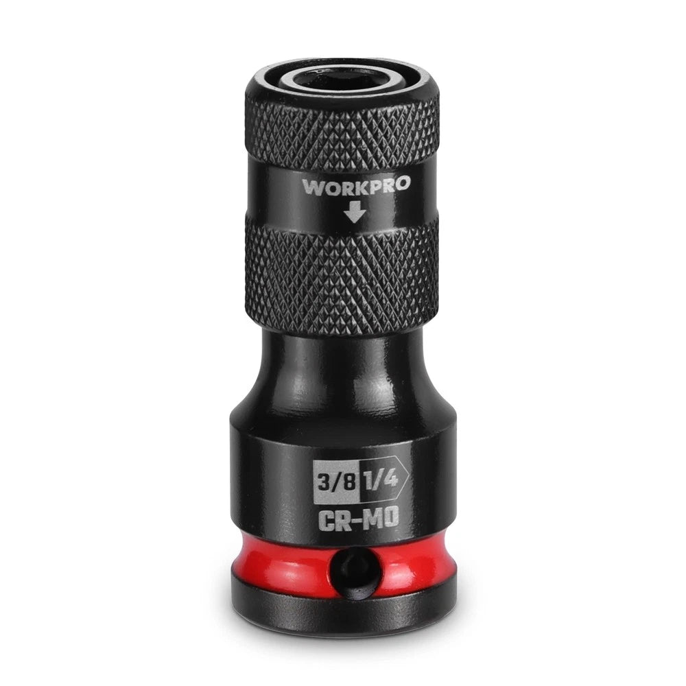 WORKPRO 3/8" Square to 1/4-in Hex Quick Release Impact Socket Adapter Bit Holder