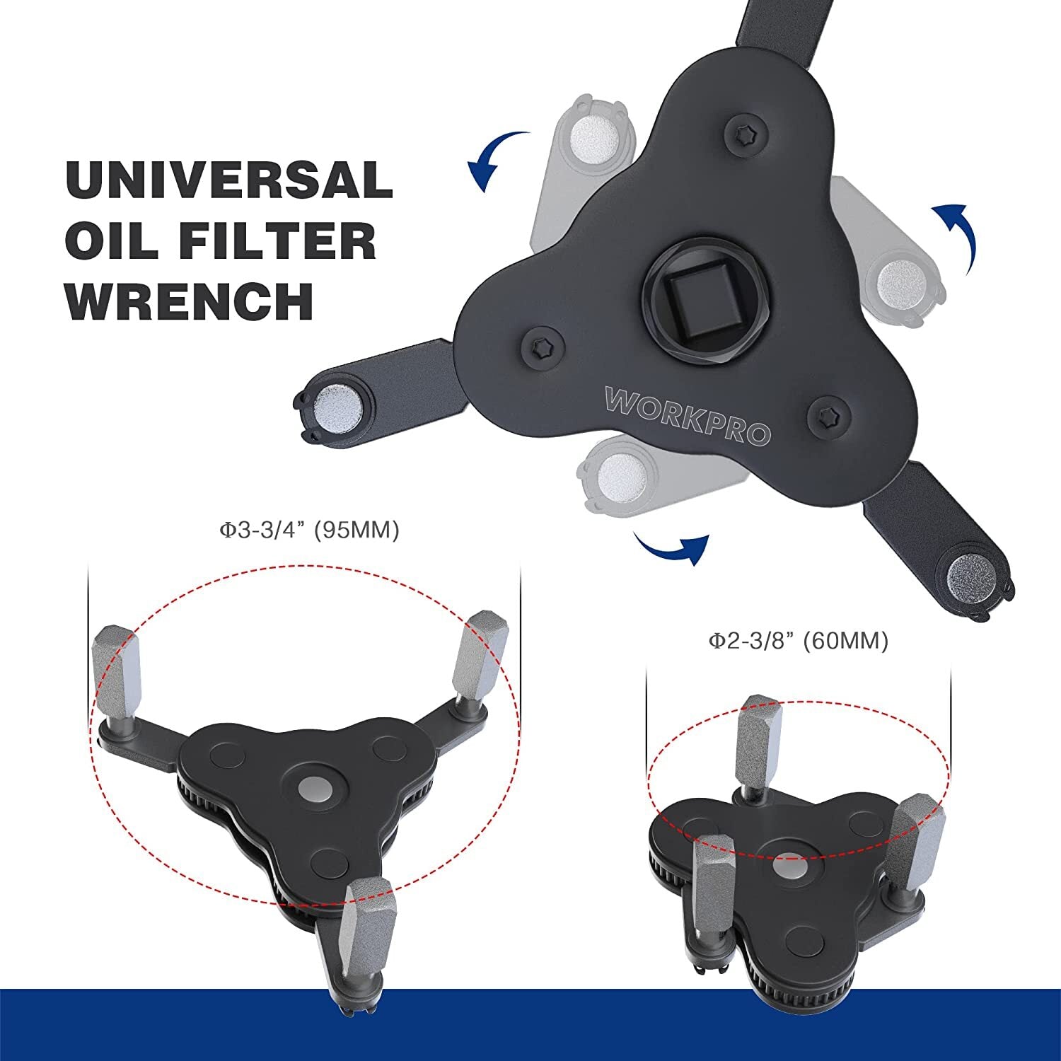 WORKPRO Universal Adjustable Oil Filter Wrench Magnetic Oil Filter