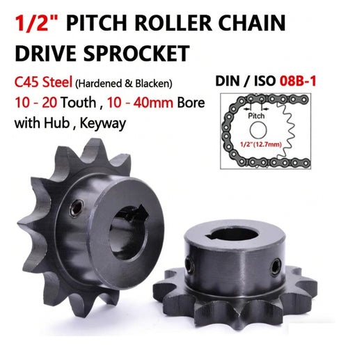 08B-1 1/2" Pitch Roller Chain Sprocket C45 Steel 10-20